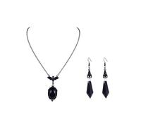 LKingel Gothic Jewelry Set for Women Black Necklace Earring Set Punk Bat Pendant Necklace Charm Crystal Dangle Drop Earrings Emo Accessories Halloween Witch Jewelry Gift for Women, Alloy Steel, No