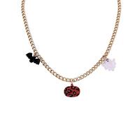 LKingel Halloween Necklace for Women Gold Chain Cute Candy Pumpkin Ghost Bats Cat Spide Pendant Necklace Halloween Prom Costume Accessories, Zinc, No Gemstone