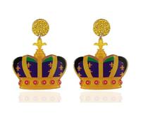 LKingel Mardi Gras Earrings for Women Colorful Acrylic Mardi Gras Earrings Mardi Gras Crown Mask Balloon MARDI GRAS Drop Earrings for Women, Acrylic, No Gemstone
