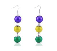 LKingel Mardi Gras Earrings for Women Purple Yellow Green Drop Earrings Mardi Gras Hoop Earrings Mardi Gras Outfit & Festive for Women, L, Alloy Steel, No Gemstone