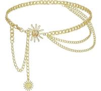 LKingel Multi Layered Body Chain Waist Pirate Chain Belt for Women Gold Belt Chain Queen Portrait Waist Chain Sun Flower Waist Chain Sun Moon Waist Chain Portrait Coin Pirate Waist Chain Belly Chain