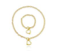 LKingel Puffs Heart Choker Necklace Bracelet Set for Women Gold/Silver Heart Pendant Necklace Bracelet Punky Pledge Necklace Bracelet Set Dainty Chunky Link Chain Choker Necklaces for Women, L, Zinc