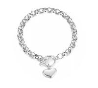 LKingel Puffs Heart Choker Necklace Bracelet Set for Women Gold/Silver Heart Pendant Necklace Bracelet Punky Pledge Necklace Bracelet Set Dainty Chunky Link Chain Choker Necklaces for Women, L, Zinc