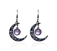 LKingel Punk Moon Earrings for Women Gothic Moon Hollowed Dangle Drop Earrings Halloween Witch Earring Vampire Crystal Earring Halloween Jewelry Gifts for Women, Alloy Steel, No Gemstone