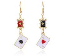 LKingel Queen of Heart Earring for Women Poker Dangle Earrings Poker Red Hearts Playing Cards Earring Poker Drop Stud Earrings Casino Halloween Jewelry for Women 2025, 合金