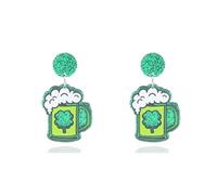 LKingel St. Patrick's Day Earrings for Women Irish Shamrock Earrings Green Hat Day Earrings Shamrock Dangle Earrings Clover Horseshoe Drop Earrings for Irish Festival Gift, L, Acrylic, No Gemstone