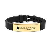 LKingel To My Dad Bracelets Gold Engraved Bracelet for Men Father's Day Bracelets Silica Gel Wristband Bracelets Adjustable Bracelets for Father from Daughter Son, Large, 硅胶, no gemstone