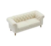 LKIRYUF Sofa Furniture in Small Scale, Meter white E | Tufted Rolled Arm Couch for Shelf Display and Collector Doll House Arrangements