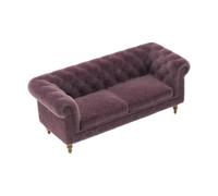 LKIRYUF Sofa Furniture in Small Scale, Plum B | Tufted Rolled Arm Couch for Shelf Display and Collector Doll House Arrangements