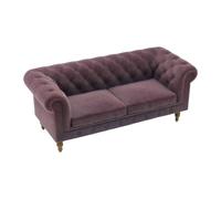 LKIRYUF Sofa Furniture in Small Scale, Plum D | Tufted Rolled Arm Couch for Shelf Display and Collector Doll House Arrangements