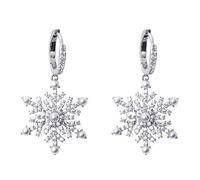 LKIUJIND Snowflake style Christmas Earrings,Personality Light Luxury Belt Diamond Christmas Earrings for Women Advanced feeling Earrings (silvery)