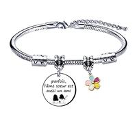 LKJHGF Friendship Bracelet Sister Bracelet Steel Pendant with Engraving "Sometimes, the Soul Sister is also a Friend" Inspirational Gifts Adjustable Birthday Gift for Friend Wife, L, Stainless Steel