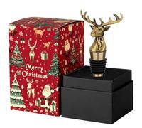 LKKCHER Bronze Deer Head Wine Bottle Stopper, Zinc Alloy, Food-Grade Silicone