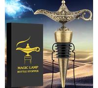 LKKCHER DESIGN Aladdin Magic Lamp Wine Stopper, Birthday Gifts Christmas Gifts Wine Gifts for Men Father Women, Bottle Stoppers for Wine Champagne, Wine Saver, Wine Accessories, Bronze