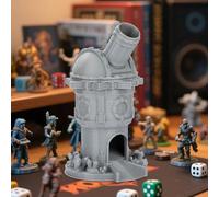 LKKCHER DESIGN Cannon Dice Tower, Military Style Resin Dice Roller with Trays, Steampunk Tabletop Gaming Accessory, D&D Rolling Tower, RPG Portable Dice Throne, Gift for DND Fantasy Players
