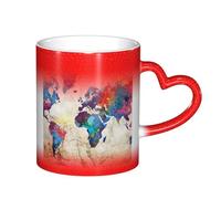 LKLDDPZB Abstract World Map Print Heat Changing Coffee Mug â€“11 Oz Magic Color Changing Mug, Ceramic Thermal Reactive Cup for Men and Women