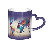 LKLDDPZB Abstract World Map Print Heat Changing Coffee Mug –11 Oz Magic Color Changing Mug, Ceramic Thermal Reactive Cup for Men and Women