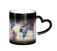 LKLDDPZB Abstract World Map Print Heat Changing Coffee Mug â€“11 Oz Magic Color Changing Mug, Ceramic Thermal Reactive Cup for Men and Women
