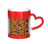 LKLDDPZB African Weaving Print Heat Changing Coffee Mug â€“11 Oz Magic Color Changing Mug, Ceramic Thermal Reactive Cup for Men and Women