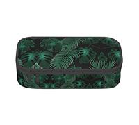 LKLDDPZB Banana Leaf Green Print High-Capacity Layered Pencil Bag - Full Print Design, Durable Oxford Cloth Construction, Versatile and Organized Solution for Your Stationery and Accessories