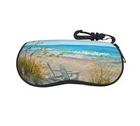 LKLDDPZB Beach Scene With Chairs Print Ultra-Lightweight & Portable Soft-Shell Glasses Case (Horizontal Design) â€“ Full-Frame Double-Sided Print With Chloroprene Rubber Material