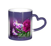 LKLDDPZB Beautiful Purple Butterfly Floral Print Heat Changing Coffee Mug â€“11 Oz Magic Color Changing Mug, Ceramic Thermal Reactive Cup for Men and Women