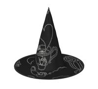LKLDDPZB Black Afternoon Tea Printed Halloween Witch Hat For Women And Men Pointy Hat Decoration Cosplay