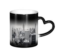 LKLDDPZB Black and White New York Print Heat Changing Coffee Mug â€“11 Oz Magic Color Changing Mug, Ceramic Thermal Reactive Cup for Men and Women