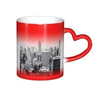 LKLDDPZB Black and White New York Print Heat Changing Coffee Mug â€“11 Oz Magic Color Changing Mug, Ceramic Thermal Reactive Cup for Men and Women