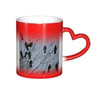 LKLDDPZB Black Crow Birds Print Heat Changing Coffee Mug â€“11 Oz Magic Color Changing Mug, Ceramic Thermal Reactive Cup for Men and Women