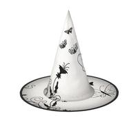 LKLDDPZB Black Gray Butterflies Printed Halloween Witch Hat For Women And Men Pointy Hat Decoration Cosplay