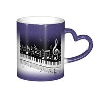 LKLDDPZB Black White Music Note Print Heat Changing Coffee Mug â€“11 Oz Magic Color Changing Mug, Ceramic Thermal Reactive Cup for Men and Women