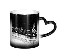 LKLDDPZB Black White Music Note Print Heat Changing Coffee Mug â€“11 Oz Magic Color Changing Mug, Ceramic Thermal Reactive Cup for Men and Women
