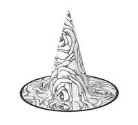 LKLDDPZB Black White Rose Printed Halloween Witch Hat For Women And Men Pointy Hat Decoration Cosplay