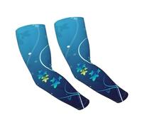 LKLDDPZB Blue Mini Flower Swirl Print Adult Ice Silk Sunscreen Arm Sleeves â€“ Full Print, Breathable & Light, Unisex