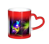 LKLDDPZB Blue Purple Flower Butterfly Print Heat Changing Coffee Mug â€“11 Oz Magic Color Changing Mug, Ceramic Thermal Reactive Cup for Men and Women