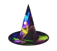 LKLDDPZB Blue Purple Flower Butterfly Printed Halloween Witch Hat For Women And Men Pointy Hat Decoration Cosplay