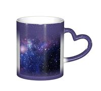 LKLDDPZB Blue & Purple Galaxy Print Heat Changing Coffee Mug â€“11 Oz Magic Color Changing Mug, Ceramic Thermal Reactive Cup for Men and Women