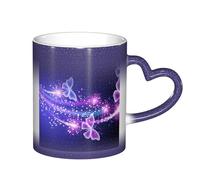 LKLDDPZB Butterfly Purple Print Heat Changing Coffee Mug â€“11 Oz Magic Color Changing Mug, Ceramic Thermal Reactive Cup for Men and Women