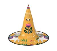 LKLDDPZB Cartoon Alpaca Cute Animal Printed Halloween Witch Hat For Women And Men Pointy Hat Decoration Cosplay