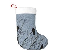 LKLDDPZB Christmas Stocking For Presents, Black Crow Birds Print Xmas Santa Stockings, Holiday Hanging Decor For Christmas Tree Fireplace Party