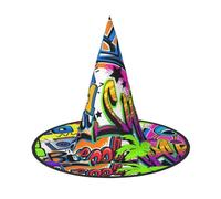 LKLDDPZB Colorful Spray Pattern Printed Halloween Witch Hat For Women And Men Pointy Hat Decoration Cosplay