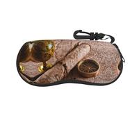 LKLDDPZB Compass And Ancient Map Print Ultra-Lightweight & Portable Soft-Shell Glasses Case (Horizontal Design) â€“ Full-Frame Double-Sided Print With Chloroprene Rubber Material