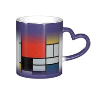 LKLDDPZB Composition in Red Yellow Blue and Black Print Heat Changing Coffee Mug â€“11 Oz Magic Color Changing Mug, Ceramic Thermal Reactive Cup for Men and Women