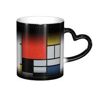 LKLDDPZB Composition in Red Yellow Blue and Black Print Heat Changing Coffee Mug â€“11 Oz Magic Color Changing Mug, Ceramic Thermal Reactive Cup for Men and Women