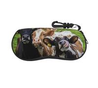 LKLDDPZB Cow Grassland Print Ultra-Lightweight & Portable Soft-Shell Glasses Case (Horizontal Design) â€“ Full-Frame Double-Sided Print With Chloroprene Rubber Material