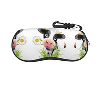 LKLDDPZB Cute Cow Print Ultra-Lightweight & Portable Soft-Shell Glasses Case (Horizontal Design) â€“ Full-Frame Double-Sided Print With Chloroprene Rubber Material