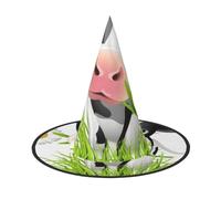 LKLDDPZB Cute Cow Printed Halloween Witch Hat For Women And Men Pointy Hat Decoration Cosplay