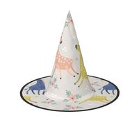 LKLDDPZB Cute Giraffe Printed Halloween Witch Hat For Women And Men Pointy Hat Decoration Cosplay