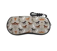 LKLDDPZB Cute Horse Print Ultra-Lightweight & Portable Soft-Shell Glasses Case (Horizontal Design) â€“ Full-Frame Double-Sided Print With Chloroprene Rubber Material